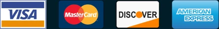 Visa, Mastercard, Discover, American Express accepted