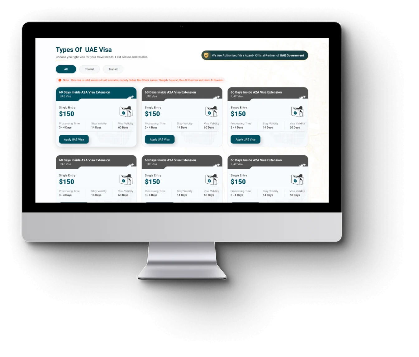 Step 02: Select Your UAE Visa Type — application screen preview
