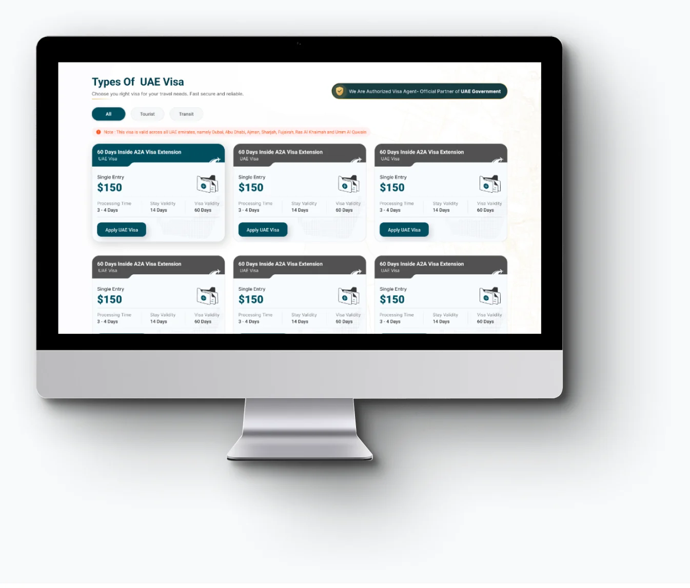 Step 02: Select Your Dubai Visa Type — application screen preview