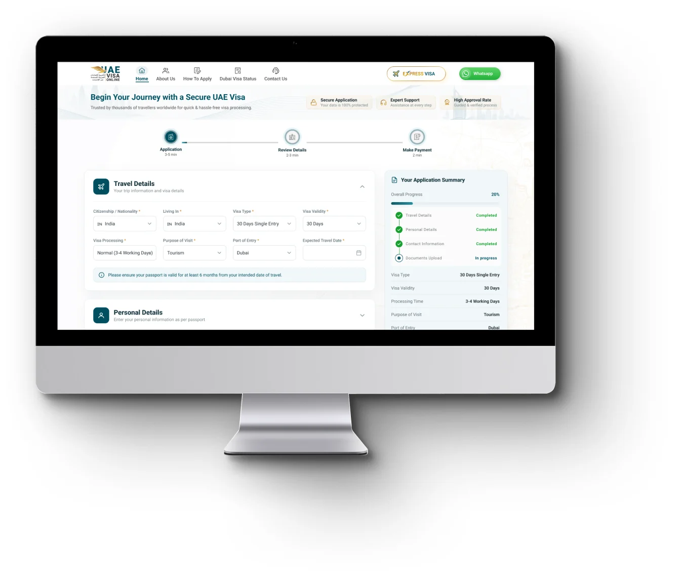 Step 03: Fill Dubai Visa Application Form — application screen preview