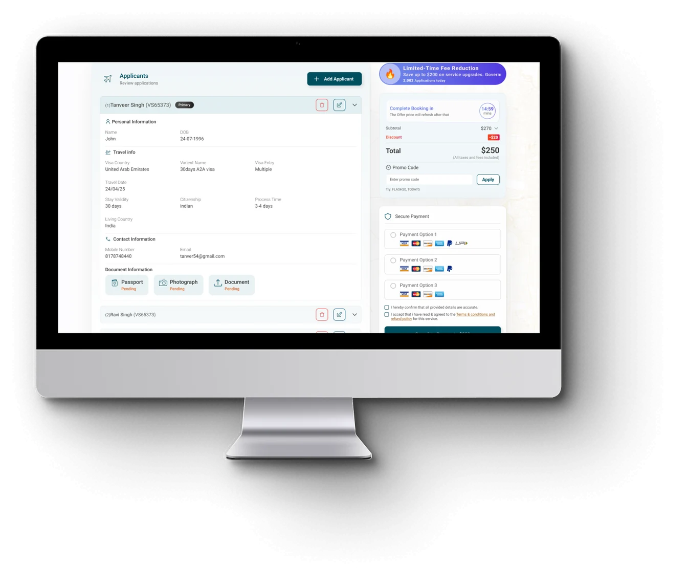 Step 04: Pay The Visa Fee Securely — application screen preview